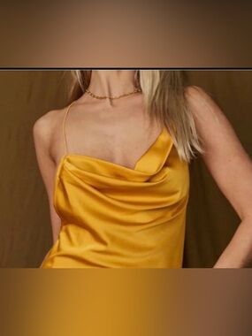 12th Tribe Satin Slip Dress - Mustard Gold